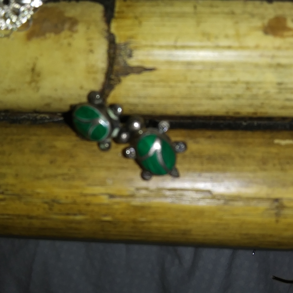 Vintage Turtle 925 Silver Earrings